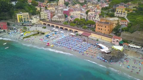 Panorama view of Monterosso al Mare village one of Cinque Terre in La Spezia Video stock 140051133