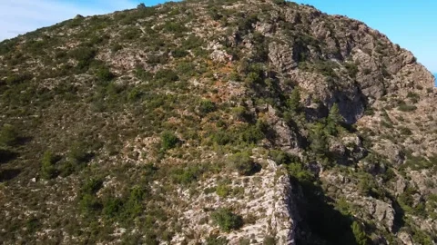 Panorama view of a mountain with grass and bushes Stock Footage 241516586