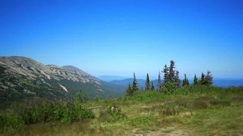 Panorama with a view of the mountain tops Stock Footage 136023035