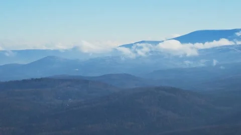 Panorama view of mountains with clouds in autumn, Szklarska Poreba poland Stock Footage 316491189
