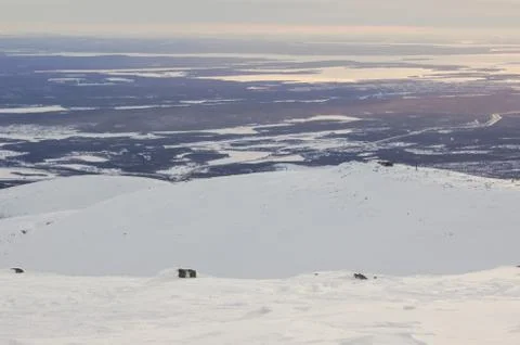 Panorama view of the mountains from the highest point Stock Photos