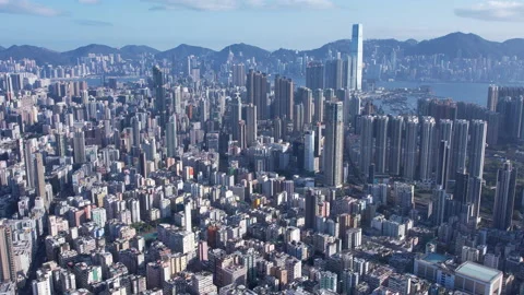 Panorama view of old town area in  Hong Kong named Sham Shui Po in Kowloon area Stock Footage 204770900