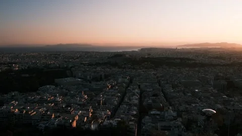 Panorama view over Athens at sunset. Capital of Greece at sunset. Stock Footage 151056741