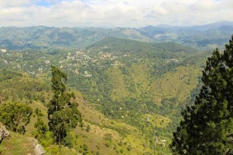 Panorama view over Ella gap, the view of mountains around Ella Stock Photos