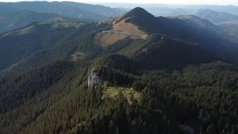 Panorama View Over Rock Formations and Mountain Valley 스톡 동영상 218477629