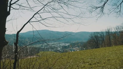Panorama View over small Village from a Hill | HD Stock Footage 88317234