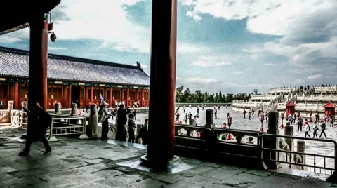The panorama view of Qinian Hall in the Temple of Heaven, Beijing, China. Stock-Footage 53844077