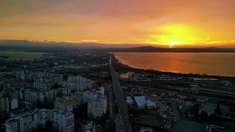 Panorama view of the road with a circular motion and a flower bed Stock Footage 260729073