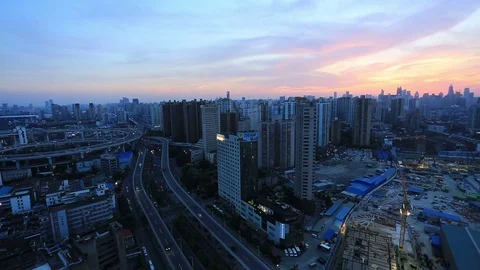 Panorama view of  Shanghai  Skyline Stock Footage 79306470