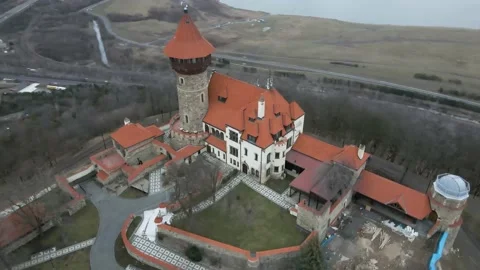 Panorama view of a stone castle Stock Footage 239912228