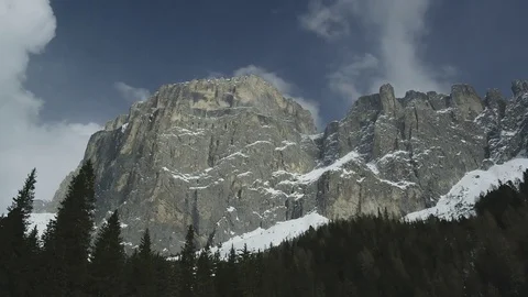 Panorama view in Winter, Dolomites mountain Stock Footage 74613442