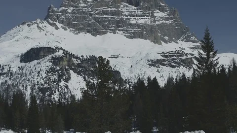 Panorama view in Winter, Dolomites mountain Stock Footage 74621471