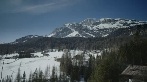 Panorama view in Winter, Dolomites mountain Stock Footage 74626577