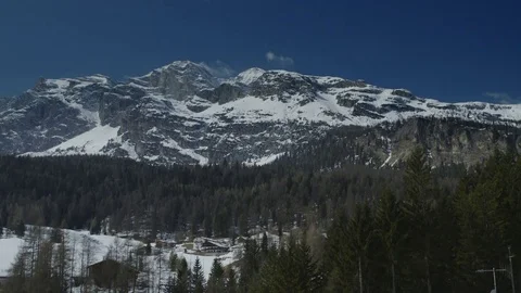 Panorama view in Winter, Dolomites mountain Stock Footage 74627517