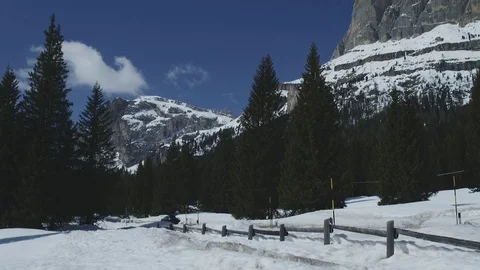 Panorama view in Winter, Dolomites mountain Stock Footage 74630232
