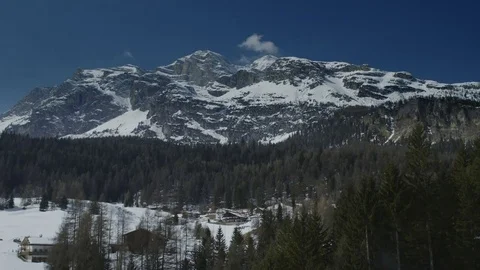 Panorama view in Winter, Dolomites mountain Stock Footage 74630529
