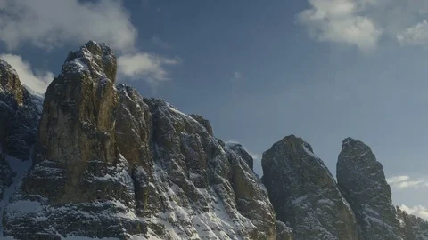 Panorama view in Winter, Dolomites mountain Stock Footage 74635591