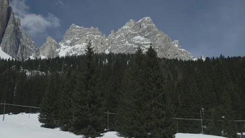 Panorama view in Winter, Dolomites mountain Stock Footage 74642619
