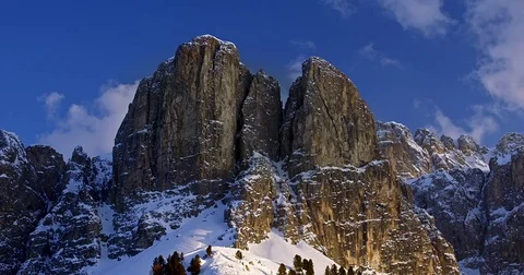 Panorama view in Winter, Dolomites mountain Stock Footage 74645063