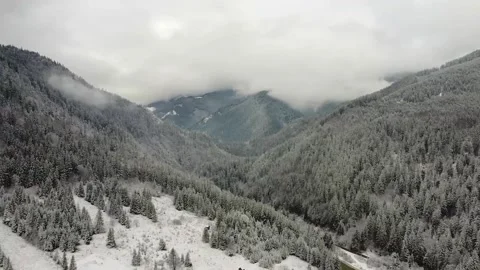 Panorama View Winter Mountain Valley Stock Footage 166456104