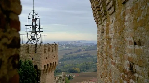 Panorama visible from the tower of Offagna Stock Footage 119304980