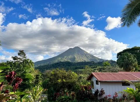 Panorama of volcano Arenal and view of beautiful nature of Costa Rica, La F.. Stock Photos