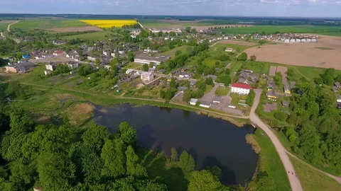 Panorama of Vselub, Belarus. Shoot by drone Stock Footage 97183485
