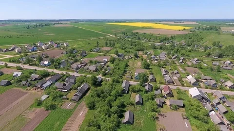 Panorama of Vselub, Belarus. Shoot by drone Stock Footage 97183619