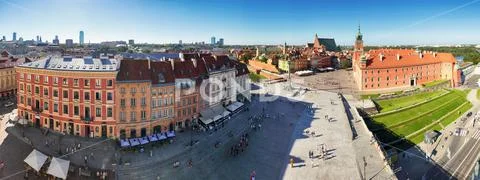 Panorama of Warsaw old town Stock Photos