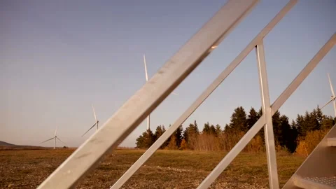 Panorama on wind generators Stock Footage 142495457