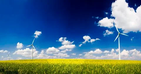 Panorama windmills Stock Photos