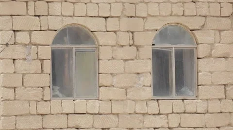 Panorama windows on the brick wall Stock Footage 62063561