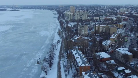 Panorama of the winter city Stock Footage 85588004