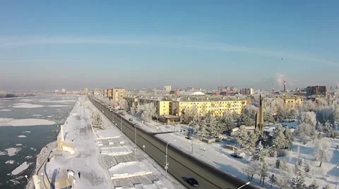 Panorama of the winter road Stock Footage 65179087
