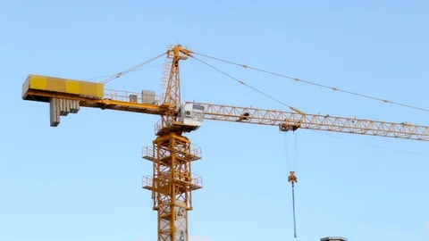 Panorama of a working crane against a beautiful sky Stock Footage 89498878