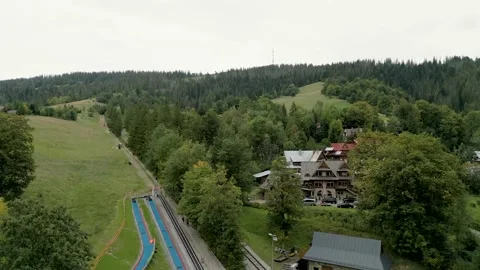Panorama of Zakopane. Aerial shot. View on Guba?wka Stock Footage 211321653