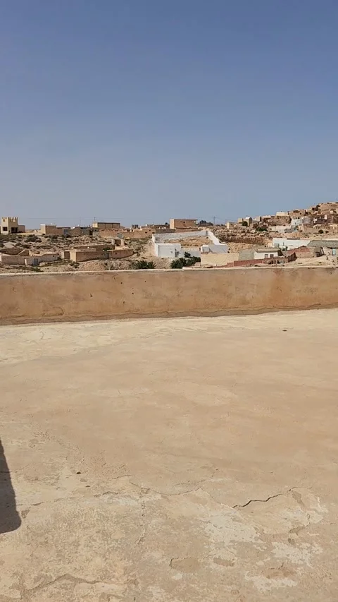 Panoramic 360 Degree View Over Desert Town From Roof Stock Footage 340359675