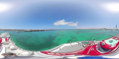 Panoramic 360 VR ferry view of Fuerteventura and Lobos Island 库存影片 312902744