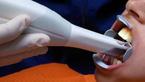 Panoramic 3D dental scan. The dentist's workplace. 스톡 동영상 255048199