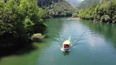 Panoramic 4K Aerial Drone View of Matka Canyon, Skopje, North Macedonia Stock Footage 246560341