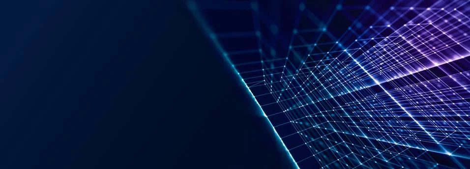 Panoramic abstract geometry background. blue and green colorful. Tech backdro Stock Illustration