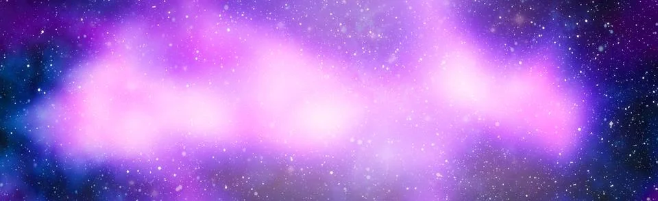 Panoramic abstract space background featuring a bright glowing pink and pur.. Stock Illustration