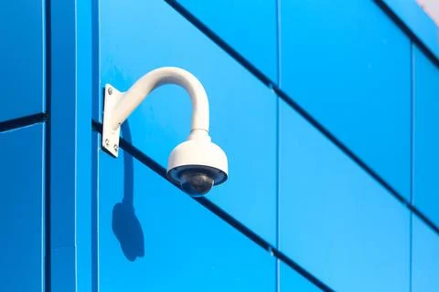 Panoramic adaptive dome CCTV camera with IR illuminators and artificial Stock Photos