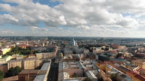 Panoramic aerial Cathedral Mosque view, rooftops of Saint Petersburg, sunny day Vídeo Stock 319865988