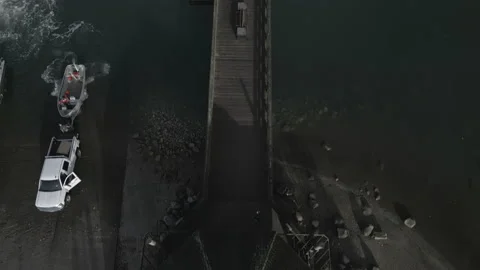 Panoramic Aerial Drone Flight Over Port Moody Pier in Autumn Stock Footage 222245141