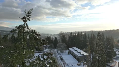 Panoramic Aerial Drone Flight Over Port Moody in Autumn located in BC Canada. Stock Footage 223292663