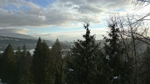 Panoramic Aerial Drone Flight Over Port Moody in Autumn located in BC Canada. Stock Footage 223293328