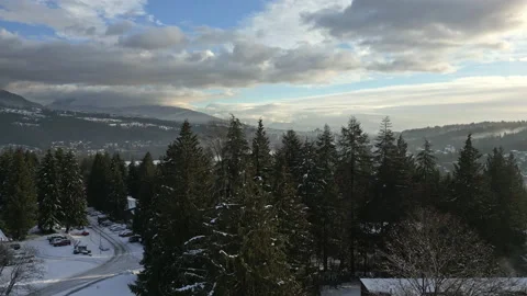 Panoramic Aerial Drone Flight Over Port Moody in Autumn located in BC Canada. Stock Footage 223293721
