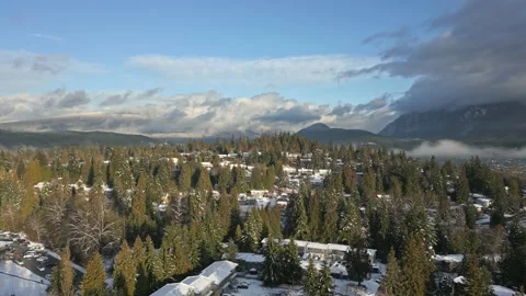 Panoramic Aerial Drone Flight Over Port Moody in Autumn located in BC Canada. Stock Footage 223293928