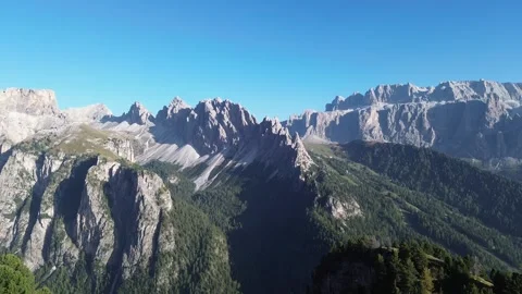 Panoramic aerial drone flight video of Dolomites Alps mountain landscape. Stock Footage 313683472